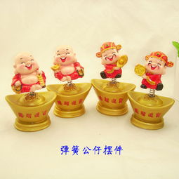 萌趣納福 Q版財(cái)神彈簧車載公仔，義烏藍(lán)喵電商的樹脂工藝精品